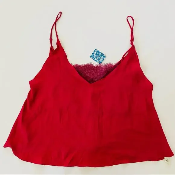 Free People | Deep V Lace Bandeau Top Raspberry NWT XS - Picture 5 of 11